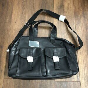 Karl Lagerfeld Designer Black Faux Leather Large Satchel Carry-On Bag Weekender